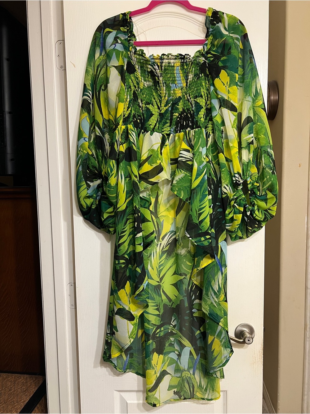Live 4 Truth Green and Yellow Smocked Tropical Top